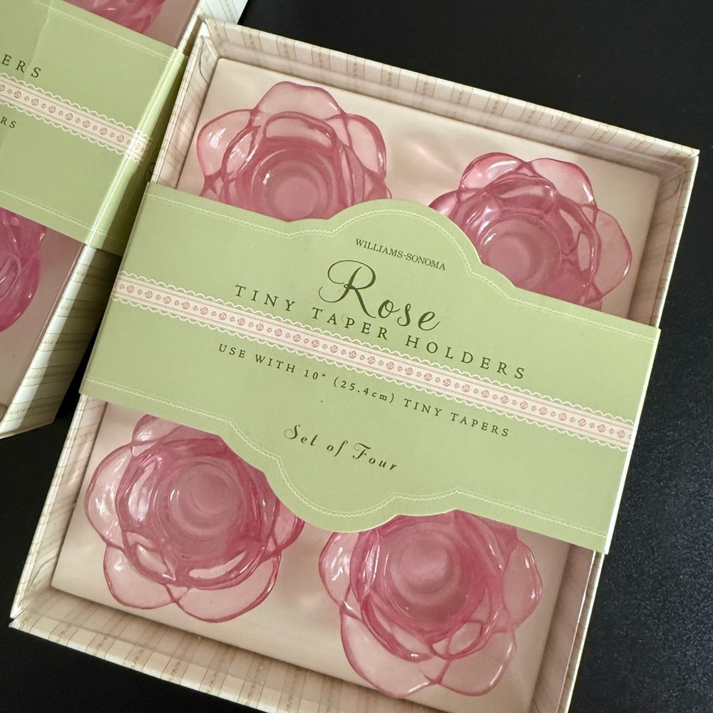 Williams Sonoma Pink Rose Tiny Taper Holders - Picture 2 of 4